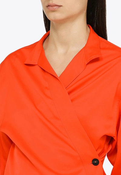 Shop Ferragamo Asymmetrical Buttoned Shirt In Orange