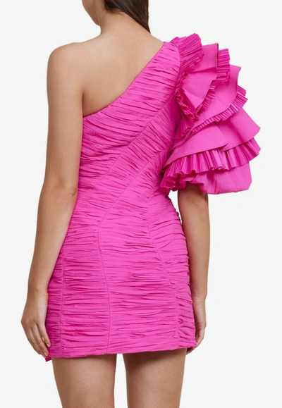Shop Acler Ascot One-shoulder Mini Dress In Pink