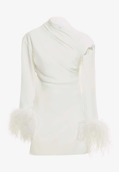 Shop 16arlington Adelaide Feather Embellished Mini Dress In White