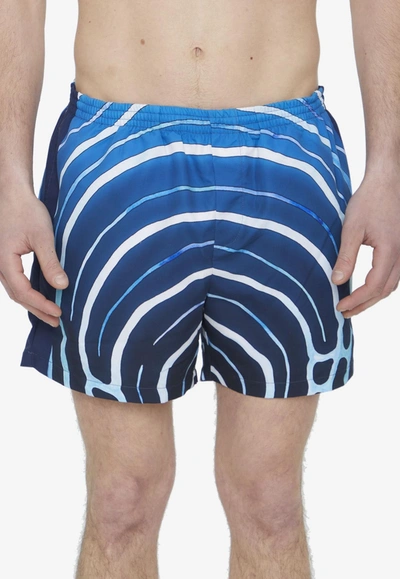 Shop Casablanca Ange De Nuit Print Swim Shorts In Blue