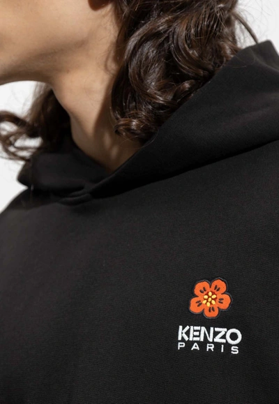 Shop Kenzo Boke Flower Embroidered Hoodie In Black