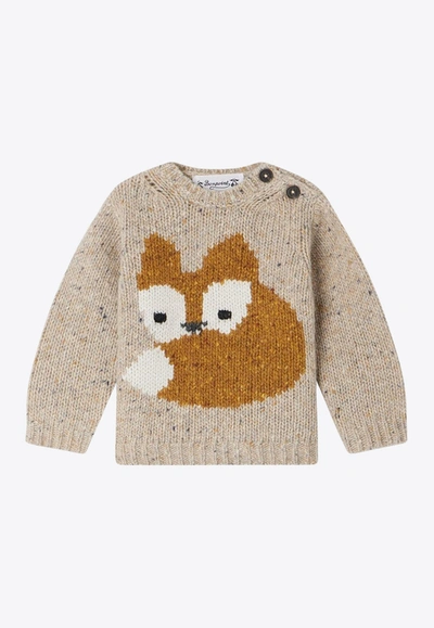 Shop Bonpoint Baby Fox Knit Sweater In Multicolor