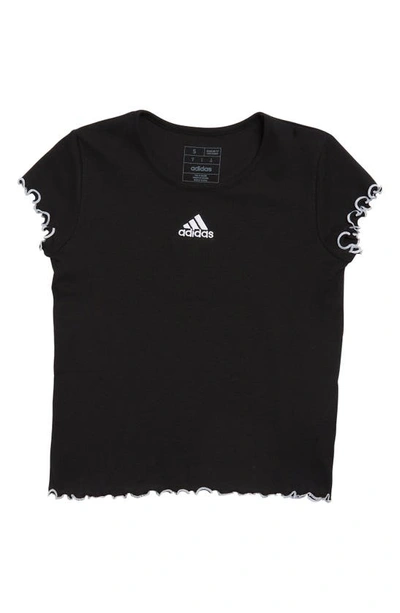 Shop Adidas Originals Kids' Cotton Lettuce Edge T-shirt In Black