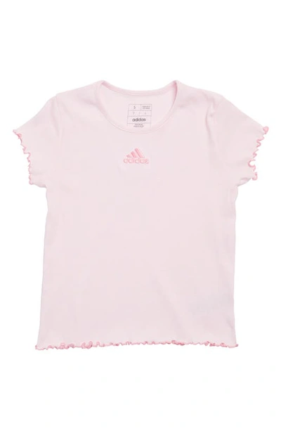 Shop Adidas Originals Kids' Cotton Lettuce Edge T-shirt In Clear Pink