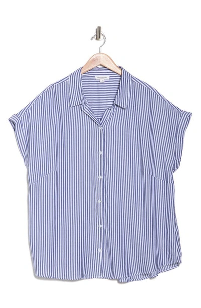 Shop Beachlunchlounge Spencer Camp Shirt In Majestic Blue