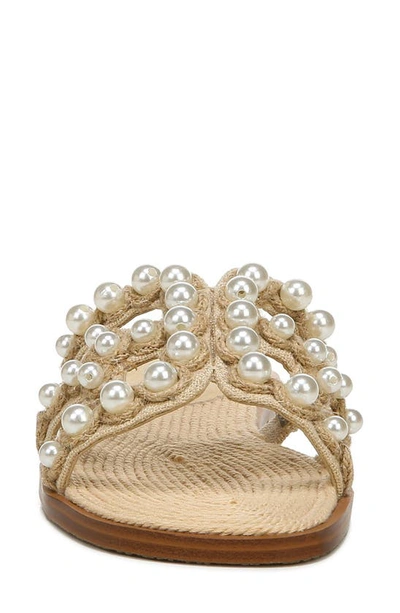 Shop Sam Edelman Bay Imitation Pearl Cutout Slide Sandal In Summer Sand