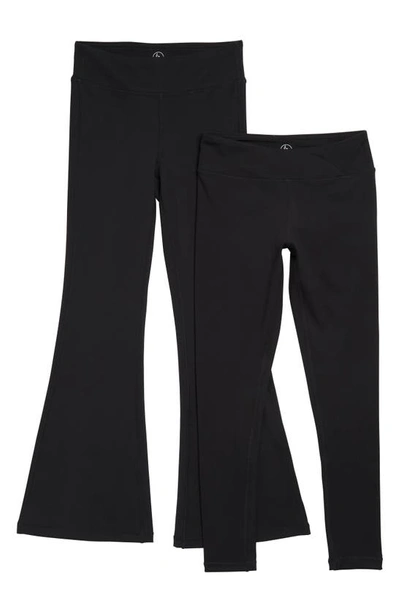 Shop 90 Degree By Reflex Kids' 2-pack High Waist Flare & Fitted Leggings In Black/ Black