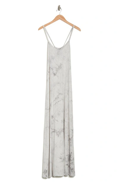 Shop Go Couture Tie Dye Maxi Tank Dress In Silver Splotch Tie Dye