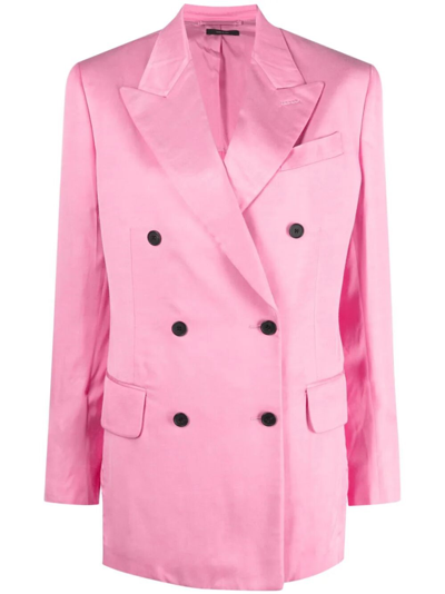 Shop Tom Ford Double-breasted Blazer In Pink & Purple