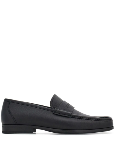 Shop Ferragamo Dupont Leather Loafers In Black