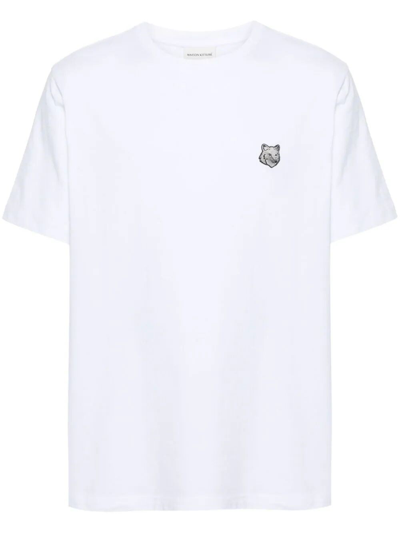 Shop Maison Kitsuné Wolf Head Logo T-shirt In White