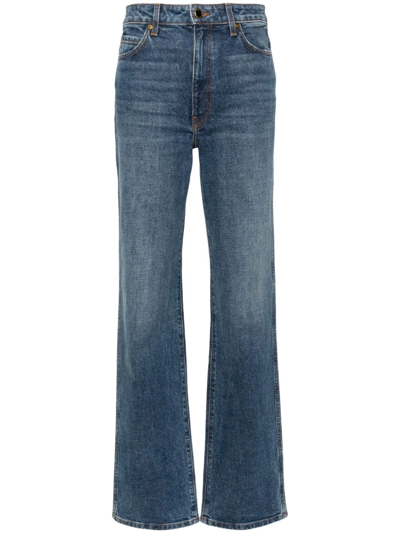 Shop Khaite The Danielle High-waisted Jeans In Blue