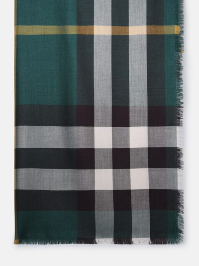 Shop Burberry Green Cashmere Blend Scarf