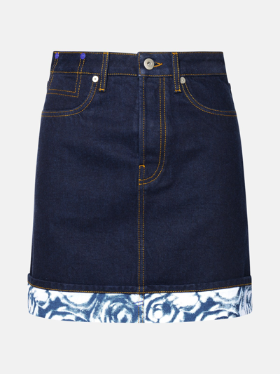 Shop Burberry Indigo Blue Cotton Miniskirt
