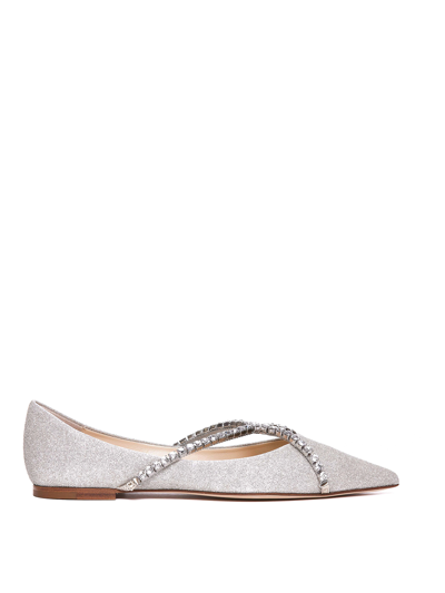 Shop Jimmy Choo Tech Fabric Flats In Silver