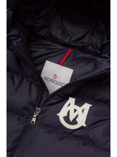 Moncler Mark Short Parka In Blue