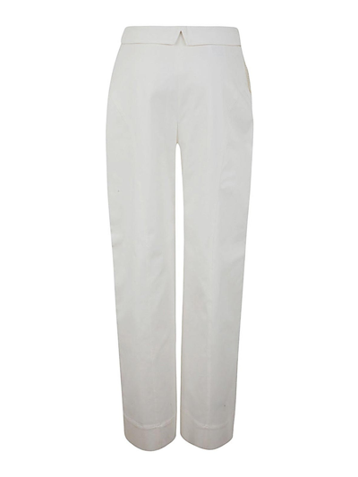 Shop Alberta Ferretti Stretch Gabardine Trousers In Blanco