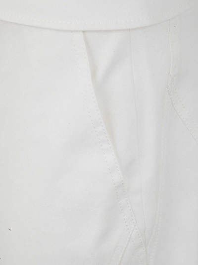 Shop Alberta Ferretti Stretch Gabardine Trousers In Blanco