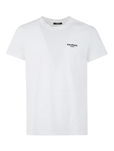 Shop Balmain Flock T-shirt Classic Fit In White