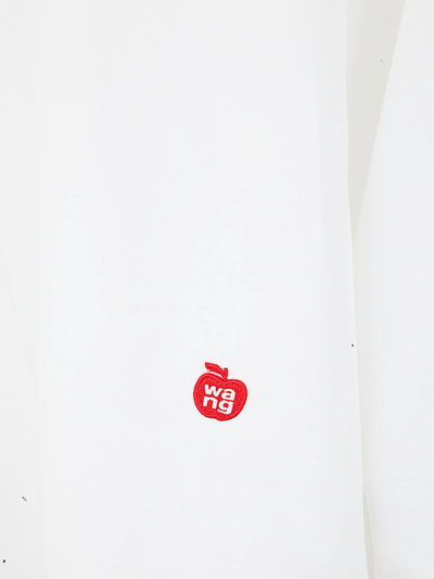 Alexander Wang Button Up Boyfriend Shirt In Compact Cotton With Apple Logo Patch In White