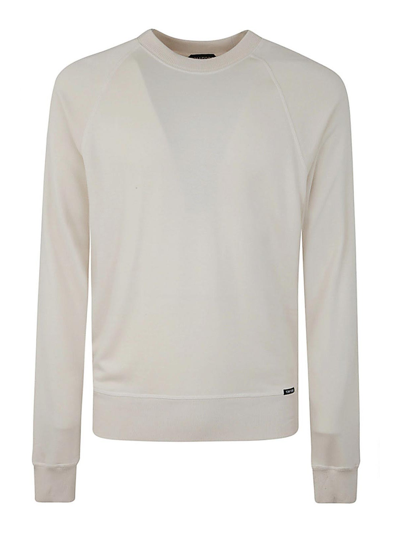 Shop Tom Ford Cut And Sewn Crew Neck Sweat-shirt In Blanco