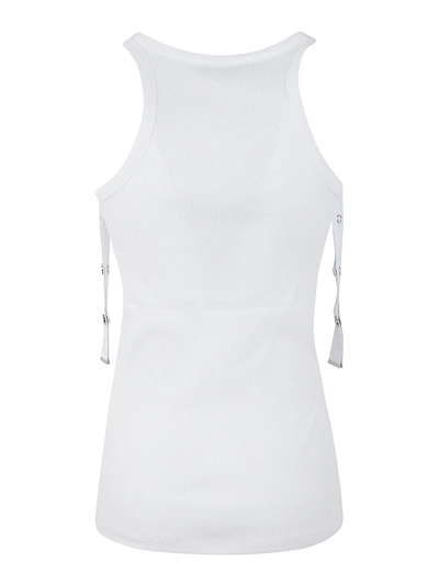 Attico Strap Detail Ribbed Tank Top In White