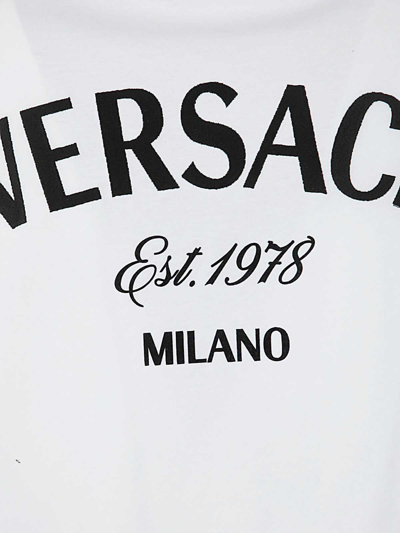 Shop Versace T-shirt Milano Stamp Print In Blanco
