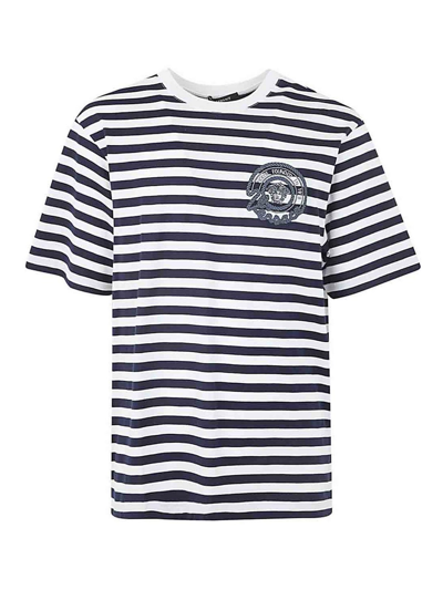 Shop Versace T-shirt Striped Jersey Fabric In White