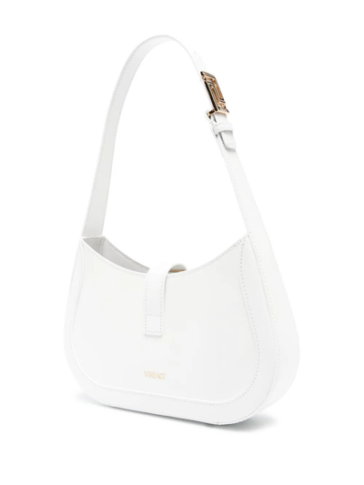Versace Greca Goddess Logo Plaque Small Shoulder Bag In White