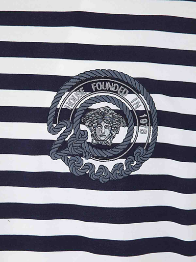 Shop Versace T-shirt Striped Jersey Fabric In White