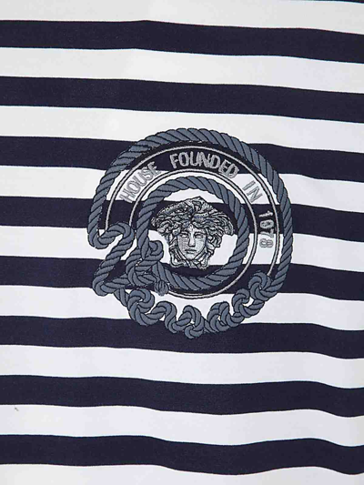 Versace Multicolored Nautical Stripes T-shirt In White