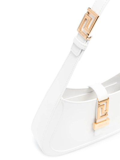 Versace Greca Goddess Logo Plaque Small Shoulder Bag In White