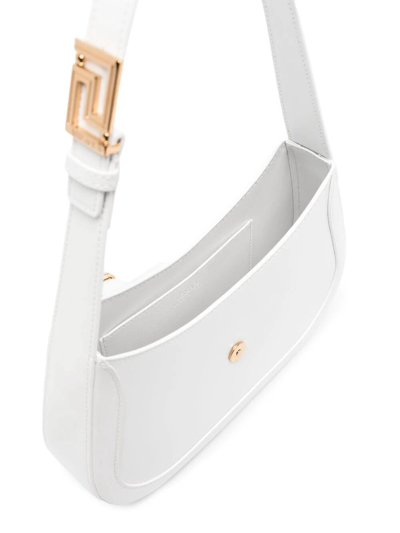 Versace Greca Goddess Logo Plaque Small Shoulder Bag In White