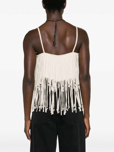 Shop Alanui Monsoon Fringed Top In Blanco