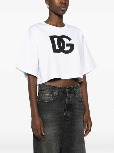 Shop Dolce & Gabbana Dg Logo T-shirt In Blanco