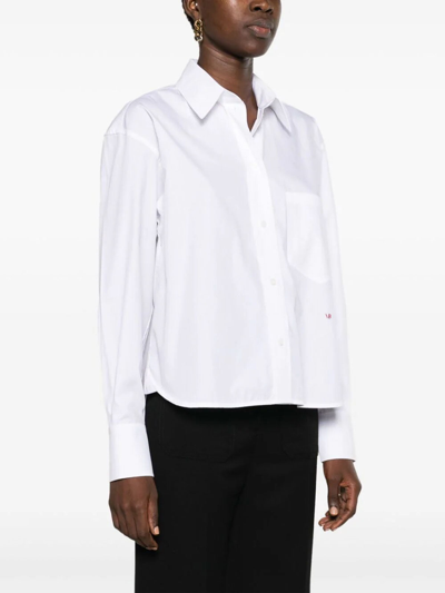Shop Victoria Beckham Cropped Long Sleeve In White