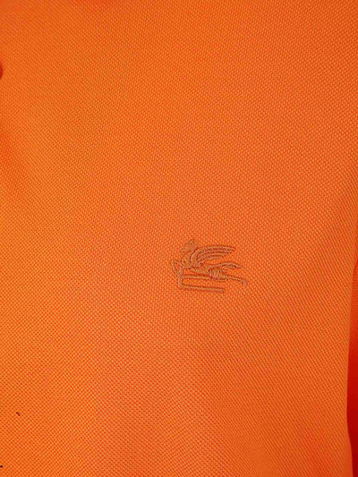 Shop Etro Roma Printed Details Polo In Orange