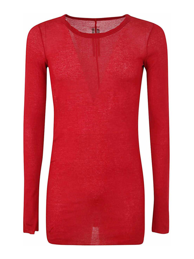 Shop Rick Owens Rib Long Sleeves T-shirt In Red