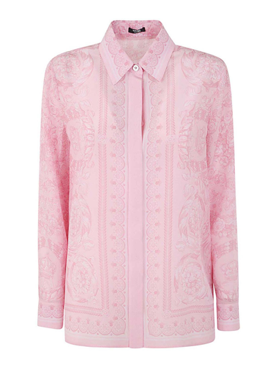 Shop Versace Formal Shirt Baroque Print In Pink