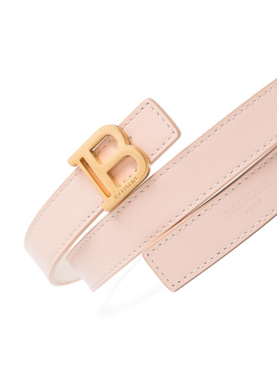Shop Balmain Reversible Calfskin 2cm Belt In Pink