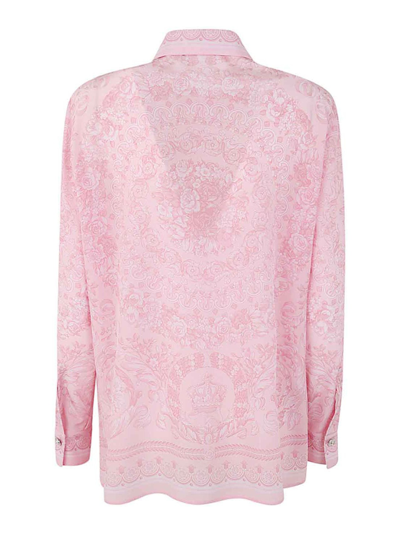 Shop Versace Formal Shirt Baroque Print In Pink
