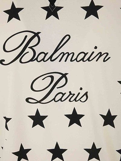 Shop Balmain Signature Stars Print T-shirt In Nude & Neutrals