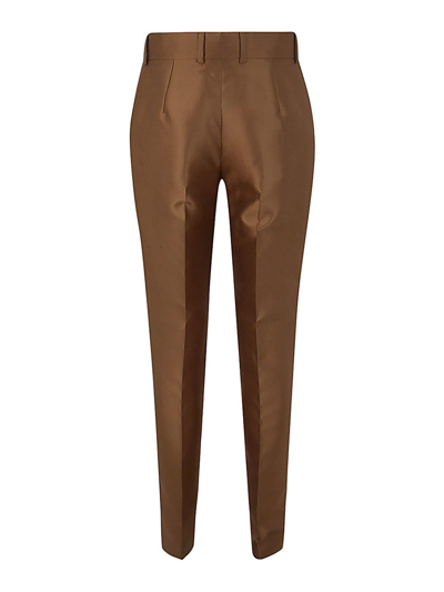 Shop Alberta Ferretti Mikado Trousers In Brown