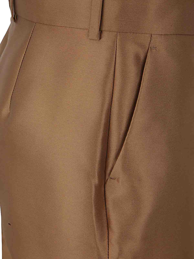 Shop Alberta Ferretti Mikado Trousers In Brown