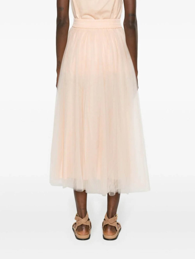 Shop Fabiana Filippi Tulle Midi Skirt In Color Carne Y Neutral