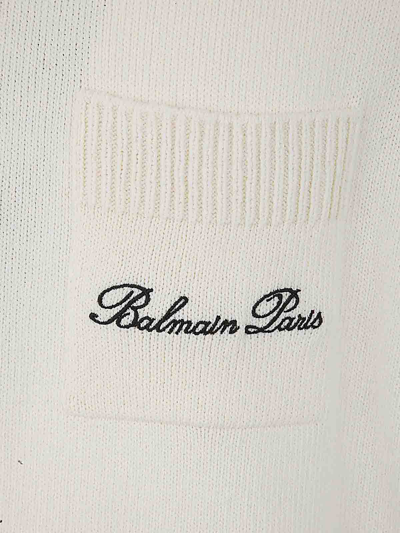 Shop Balmain Signature Cotton Polo In Brown