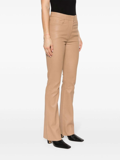 Shop Remain Birger Christensen Leather Trousers In Brown