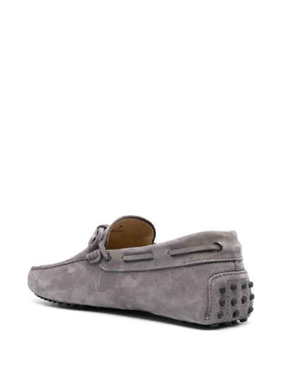 Shop Tod's Nabuk Loafers In Grey