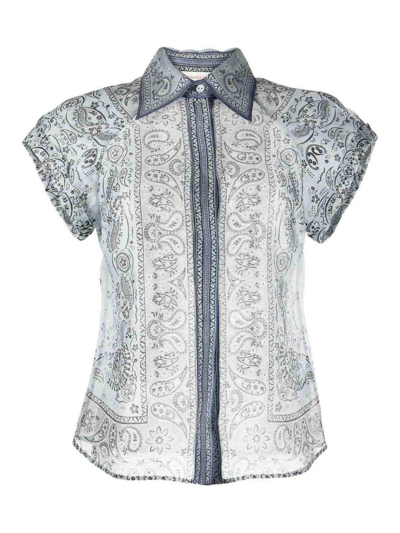 Shop Zimmermann Matchmaker Fitted Blouse In Light Blue