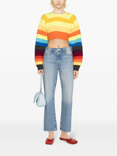 Mother The Half Pipe Ankle Cotton Denim Jeans In Light Blue